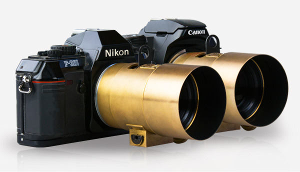 The Lomography Petzval Lens attached to analogue Canon and Nikon SLRs