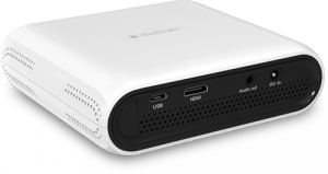 A micro-projector which can create a touch display up to 80-inches in size on a flat surface