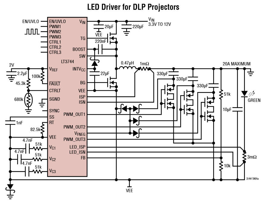 For very fat leds, a 20A (40A peak) driver chip - and it's agile