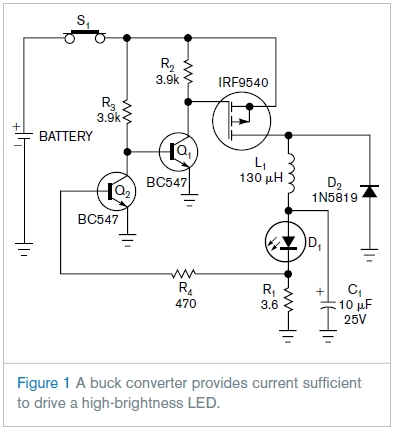 Circuit Schematic - Driving high brightness LED | Electronics Weekly