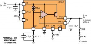 Figure 1. LT3045 Typical Application Schematic & Features