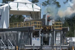 US Navy rail-gun firing