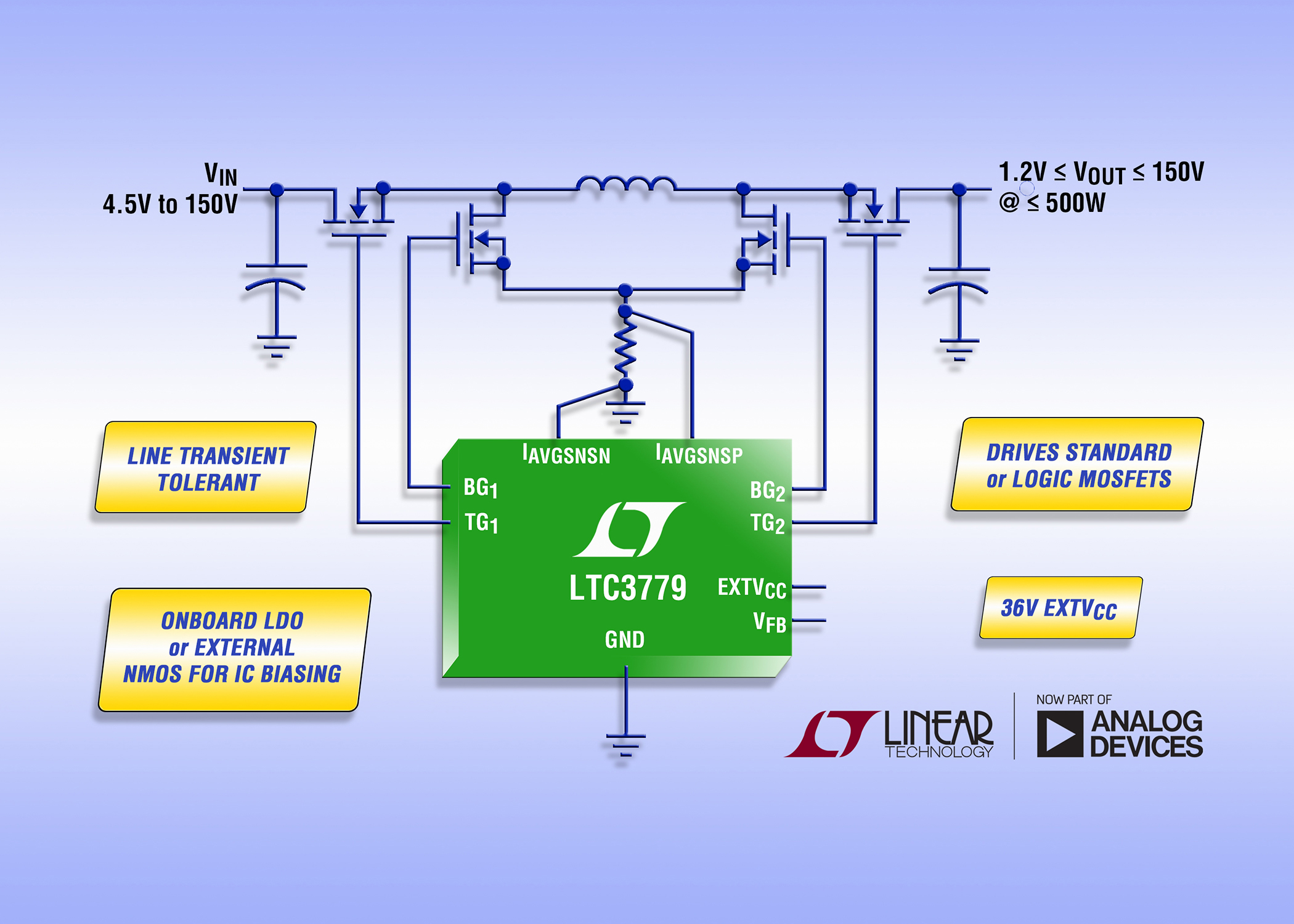 Efficient LTC buckboost dc/dc controller