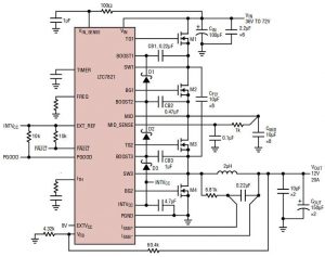 Hybrid dc-dc converter stirs switched capacitor into buck step-down