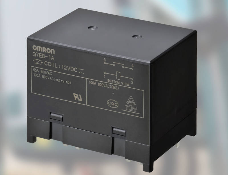 Omron 100A relay boasts ≥5mΩ contact resistance