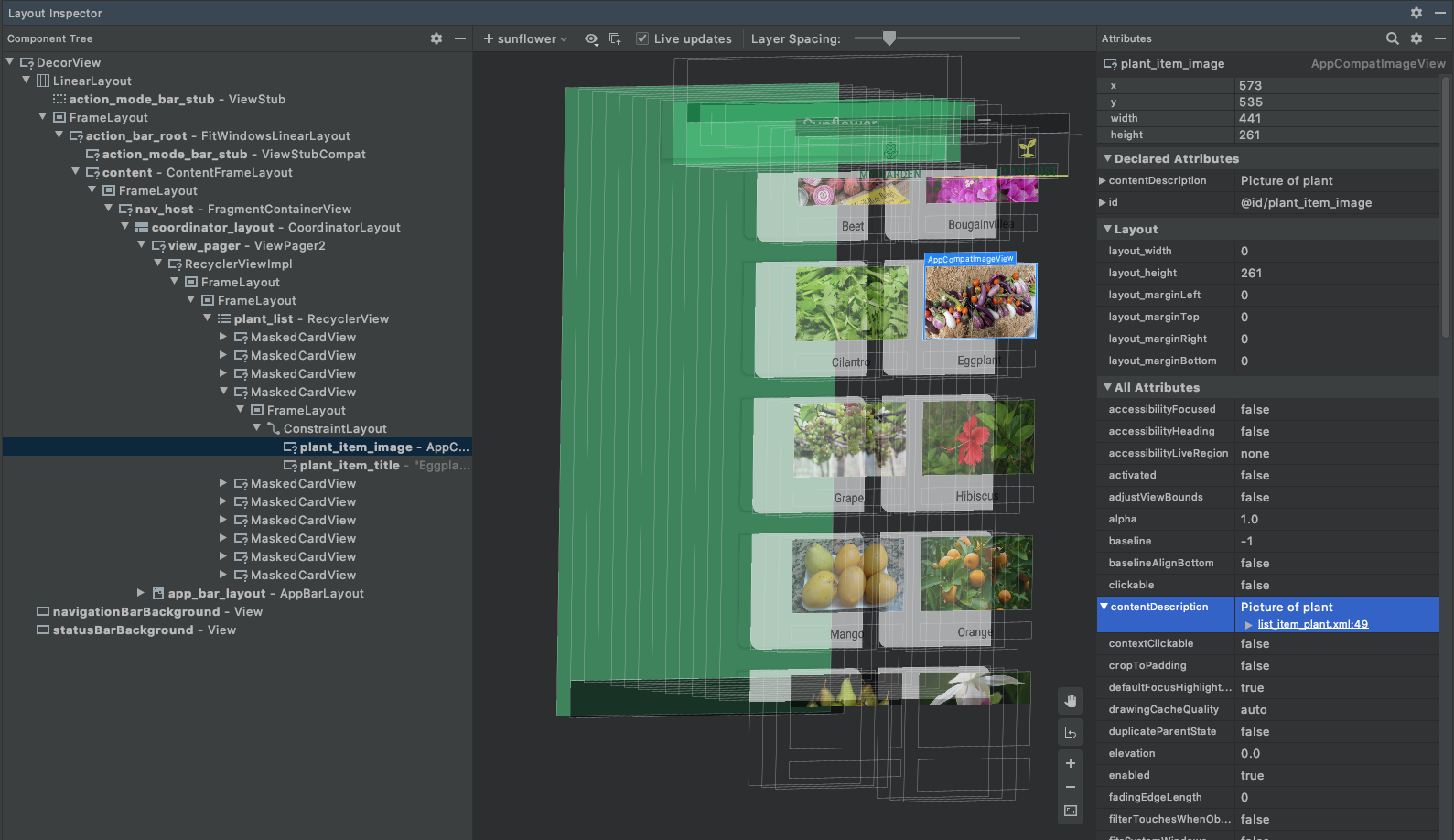 Android Studio 4.0 supports Live Layout inspecting
