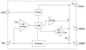 Diodes AP3928 mains psu IC block