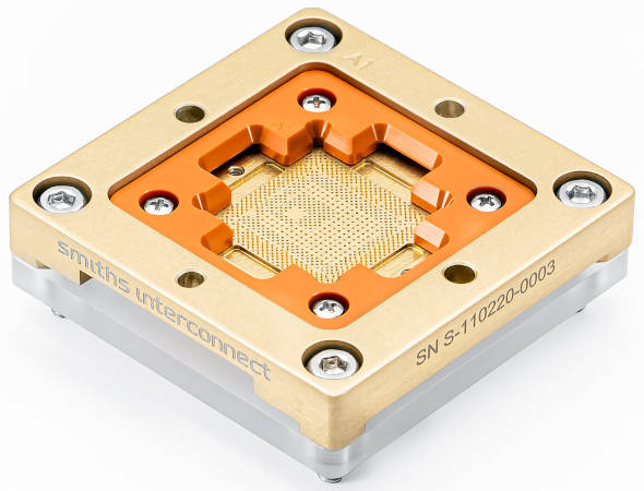 Test socket with less cross-talk for 350μm pitch ICs