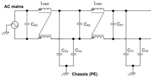 TI conventional two-stage input emc filter for switching psu