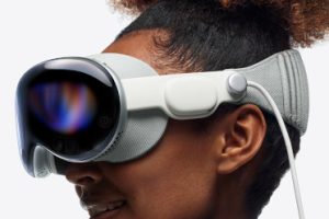 Apple Vision Pro AR headset on human