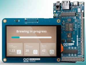 Arduino Giga WiFi Display Shield side by side