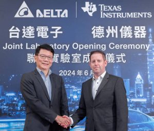 TI and Delta automotive power lab. Left to right: James Tang, Delta Electronics, and Amichai Ron, Texas Instruments