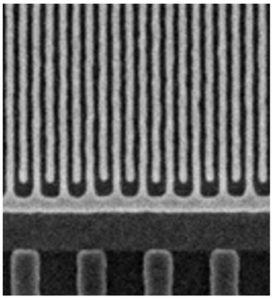 Imec SEM 20nm pitch meanders after pattern transfer into TiN