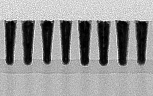 Imec TEM metallized 20nm pitch wires after a chemical mechanical polishing