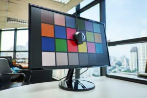 Display showing multiple colour blocks