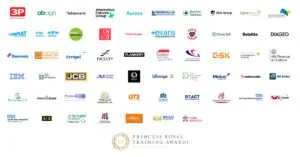 Logos of 2025 winners - Princess Royal Training Award