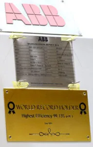 ABB 56MW record efficiency motor specification plate web