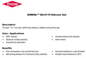 Dow silicone gel data sheet front cover