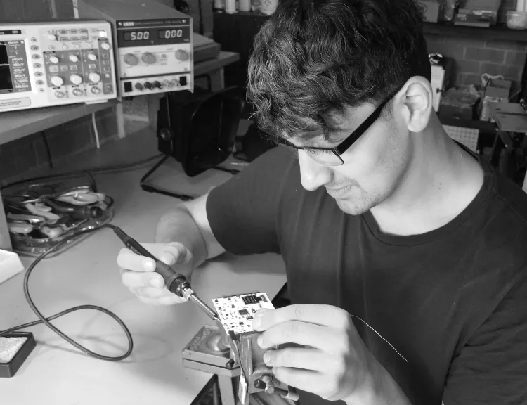 Josh Elija in his lab