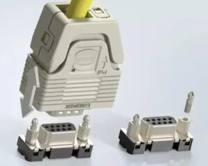 Harting Dsub connector push pull latch shell web