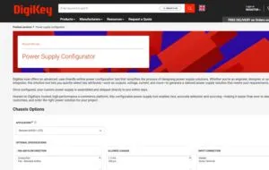 DigiKey का बिजली आपूर्ति कॉन्फ़िगरेशन उपकरण क्रियाशील है