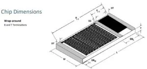 परिशुद्धता प्रतिरोधक - चिप आयाम