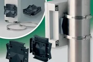 OKW mast brackets for enclosures in harsh industrial environments