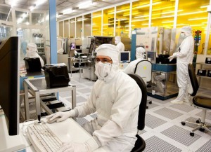 Associates inspecting wafers